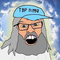 beard clothes cyan_hat god godjak grey_hair hair hat open_mouth soyjak variant:feraljak // 800x800 // 535.4KB