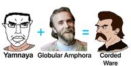 ancient angry beard blond blue_eyes brown_eyes brown_hair burzum closed_mouth clothes corded_ware glasses globular_amphora hair happy hat history hulk_hogan indo_european math mustache necklace nordic pagan phenotype prehistoric skin smile soyjak subvariant:chudjak_front text trend:aryan varg_vikernes variant:chudjak white_skin yamnaya // 1086x546 // 94.9KB