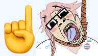 ack astolfo blush distorted emoticon faggot femboy flag:femboy_pride_flag flag:gay_pride_flag glasses hang hanged hanging male nerd open_mouth pink_hair pointing_up rope soyjak stubble tongue tongue_out variant:bernd white_shirt yellow_teeth // 914x523 // 321.9KB