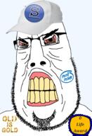 Satoko_this_you? angry award bloodshot_eyes brown_eyes clothes facial_hair gassy gold hat incel oldfag patrick_volkerding ribbon slackware slackware_linux sticker subvariant:hairson tattoo teeth variant:cobson volkerdi yellow_teeth // 1346x1968 // 798.9KB