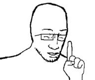 arm closed_eyes closed_mouth glasses grin hand pointing soyjak stubble variant:unknown // 648x545 // 2.3KB