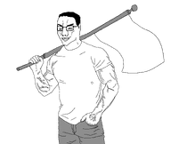 buff closed_mouth flag flagpole glasses holding_object smug subvariant:muscular_chud2 template transparent transparent_background transparent_shirt variant:chudjak // 2458x2073 // 193.6KB