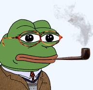 amphibian closed_mouth clothes collared_shirt fair_isle fixed frog glssses green_skin lips nas:pepe necktie pepe pepe_the_frog pipe smoke smoking sport_coat suit suit_and_tie sweater tortoise_glasses // 1241x1202 // 845.4KB