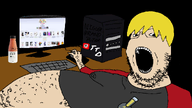 award body_hair catalog clothes computer fat flag:nazi_germany glasses keyboard moobs mouse nazism open_mouth pc soy soyjak_party soylent stubble ttd variant:gapejak yellow_hair // 1366x768 // 215.0KB