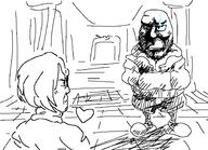 2soyjaks closed_mouth clothes drawn_background full_body glasses hair heart hoodie redraw sans soyjak stubble undertale variant:chudjak variant:cobson video_game // 1381x1001 // 72.0KB