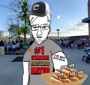 unknown, cavaliers, hotdog, irl background, mustard, sport, sports