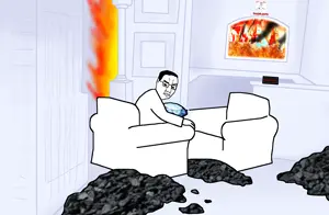 chudjak, coal, couch, fire, gem, hell, hyperborea, rip, soyjak party, yahya sinwar