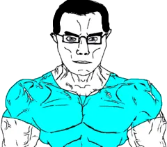 chudjak, chudjak front, muscular chud, blue shirt, chud, davemadson, hair, looking at you, radar ,overseer scotty, transparent background
