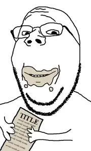 gapejak, wholesome soyjak, eating, holding object, holding paper, paper, text, transparent background, wordswordswords