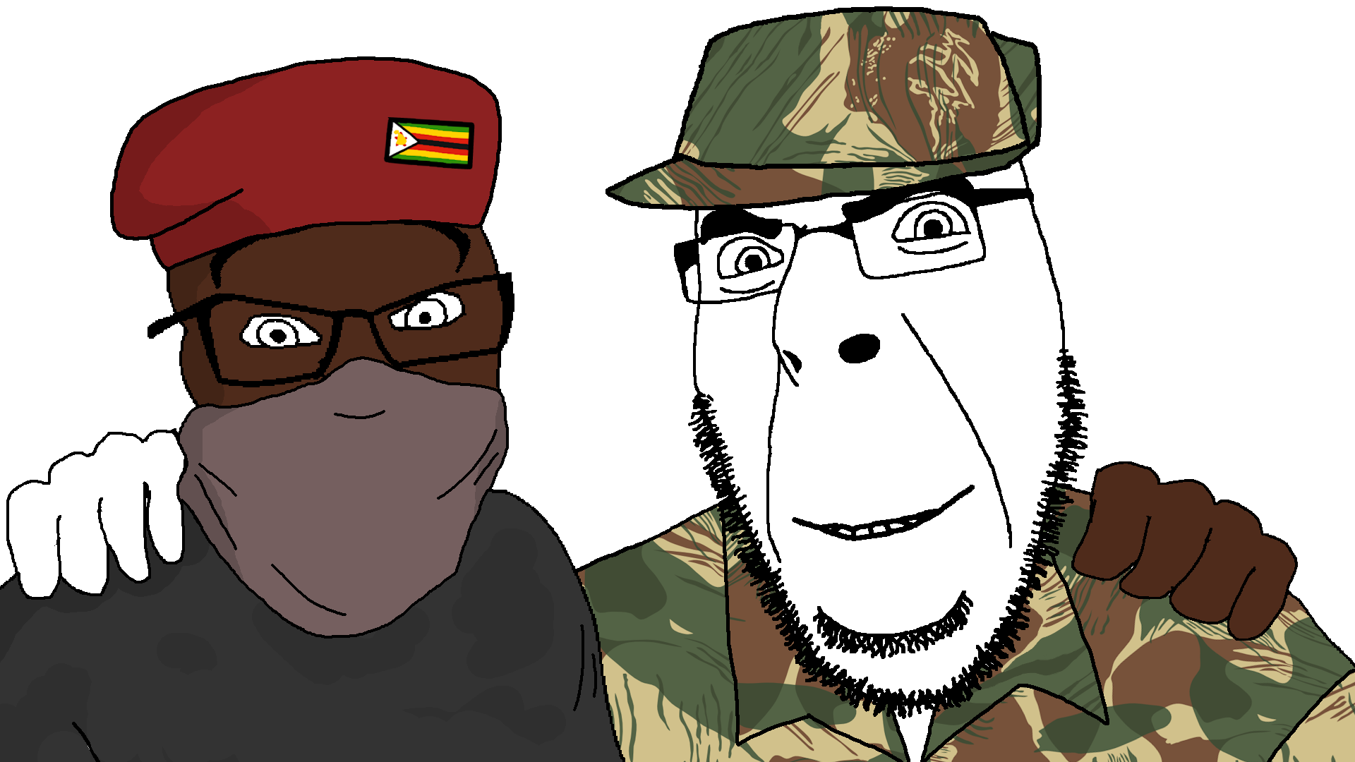 cobson, feraljak, no more brother wars, bandana, beret, black skin, bushy eyebrows, camouflage, clothes, eyebrows