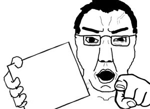 chudjak, chuddy, angry, black hair, bushy eyebrows, chud, eyebrows, finger, front view, glasses