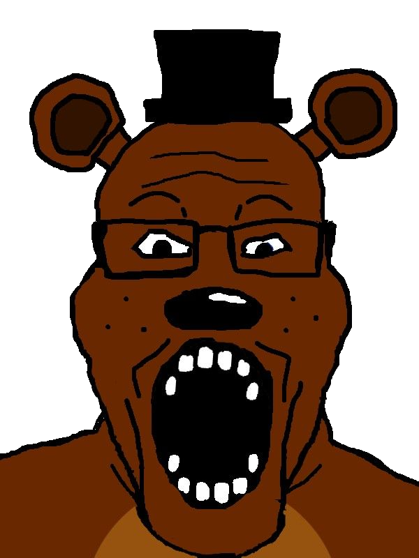 freddy fazbear, markiplier soyjak, 1soyjak, bald, bear, brown skin, clothes, ear, eyes, face