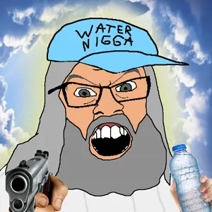 feraljak, beard, bottle, cap, christianity, clothes, firearm, glasses, glowing, god