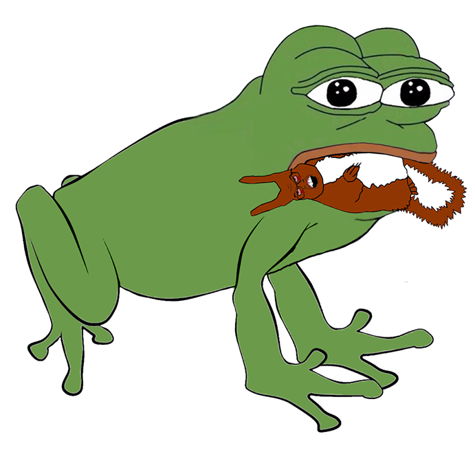 pepe, feraljak, feralsquirrel, squirreljak, amphibian, animal, arm, blood, bloodshot eyes, brown skin