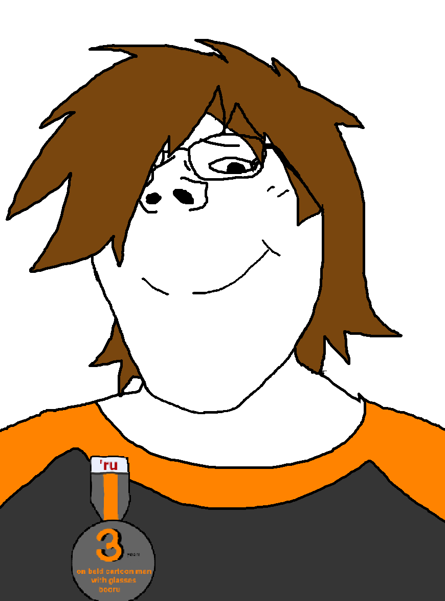 dan, gapejak, female gapejak, terryjak, femjak, natejak, award, badge, brown hair, closed mouth