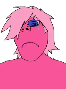 gapejak, female gapejak, terryjak, femjak, female, genderbend, glasses, hair, pink skin, sad