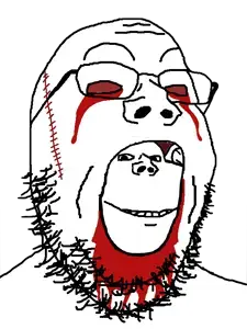 gapejak, impish soyak ears, imp & gape, blood, crying, cut, eating, glasses, no eyes, open mouth