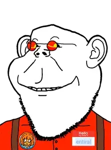 mymy schoppenboer, impish soyak ears, henry, colored glasses, ear, glasses, name tag, smile, soyjak, suspenders