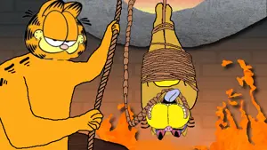 garfield, bernd, ack, burning, fire, gaturro, hanging, rope, garfield, garf