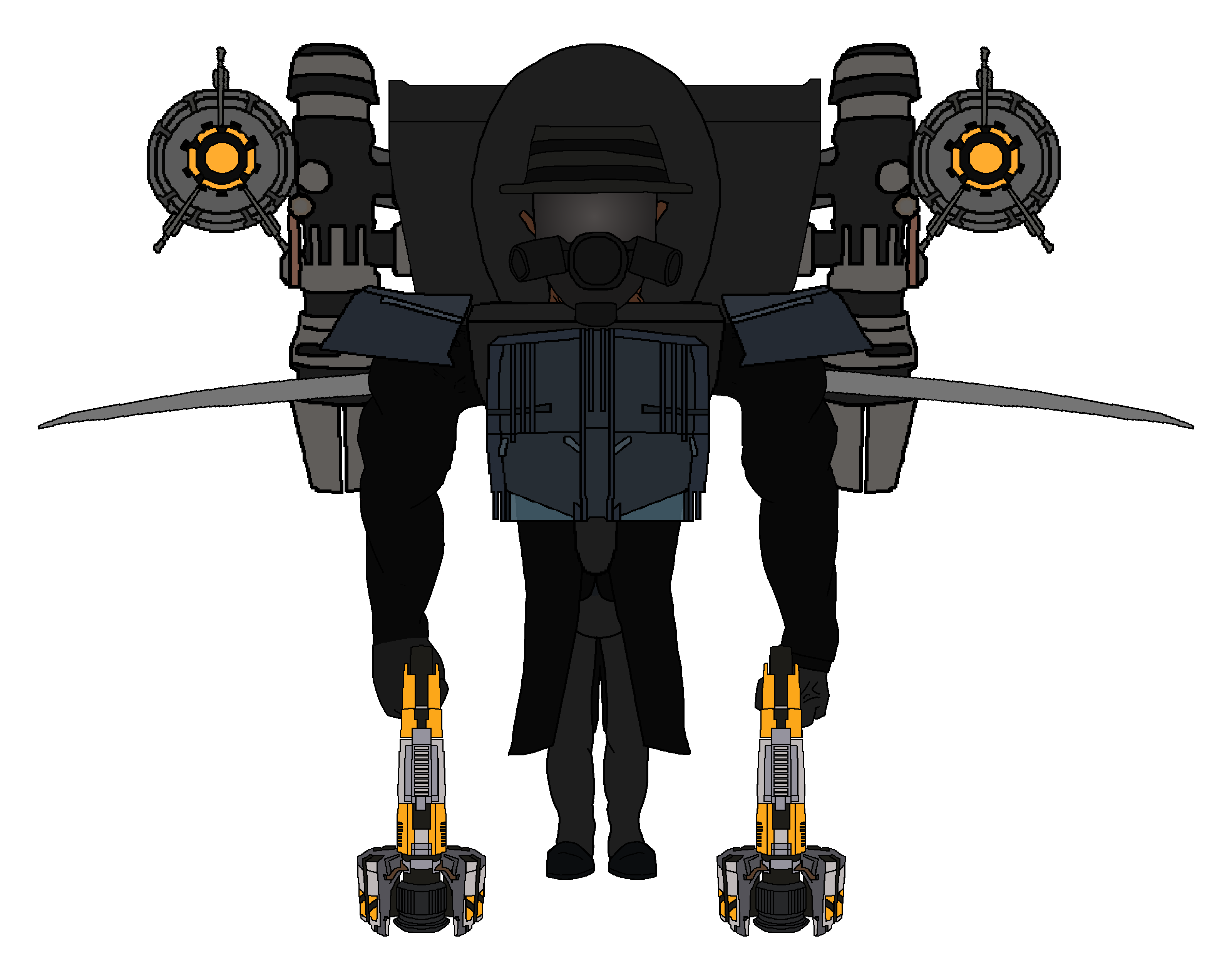 chudjak, chudjak front, muscular chud, g-squad, acid cannon, arm, armor, astro technology, black clothing, chest armor