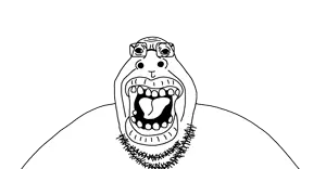 fatbvllorsomething, hippojak, angry, animal, beard, big lips, glasses, hippopotamus, lips, soyjak
