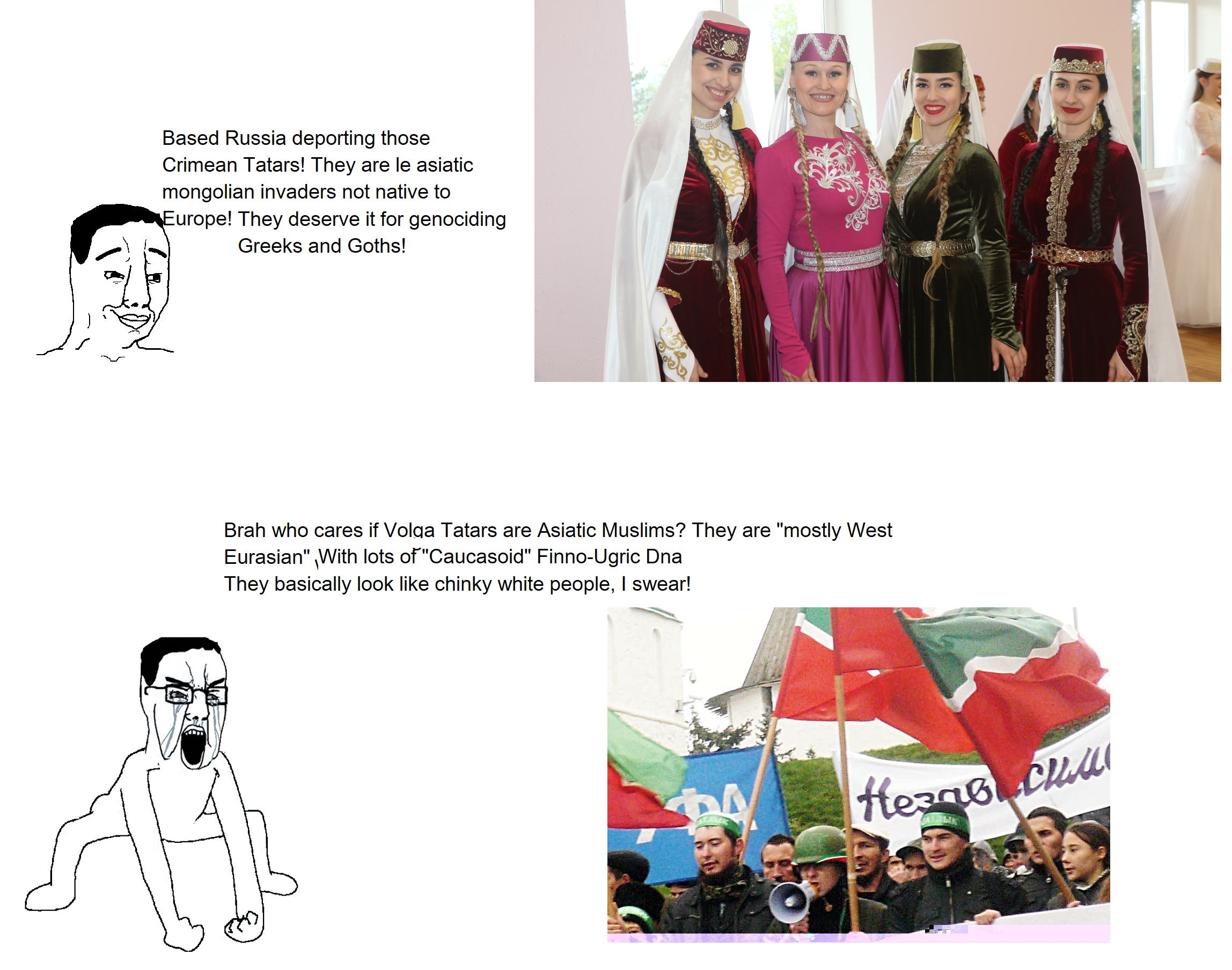 chudjak, angry, black eyes, blonde hair, comic, crimea, crimean tatar, dress, female, fez
