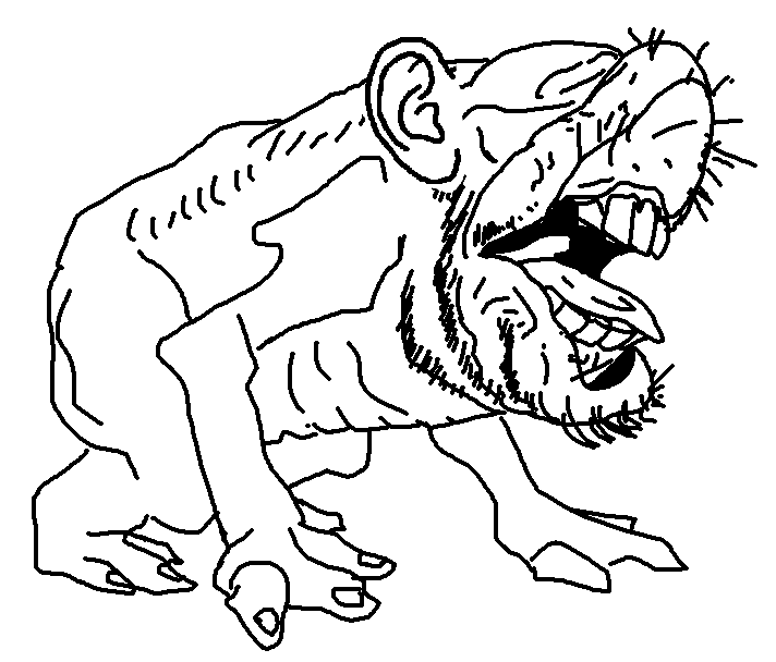 impish soyak ears, claw, claws, creepy, ear, horror, leg, no eyes, not a fucking soyjak, not a soyjak