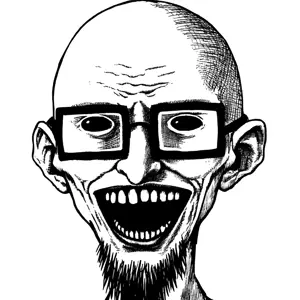 unknown, 1soyjak, bald, black eyes, ears, forehead lines, front view, glasses, looking at you, nose