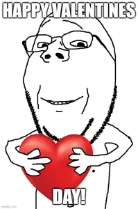 gapejak, wholesome soyjak, arm, glasses, hands, heart, holding heart, holding object, smile, soyjak