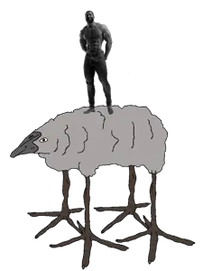 gigachad, soycreature, animal, bird, chad, gem, gray, gray skin, soycreature