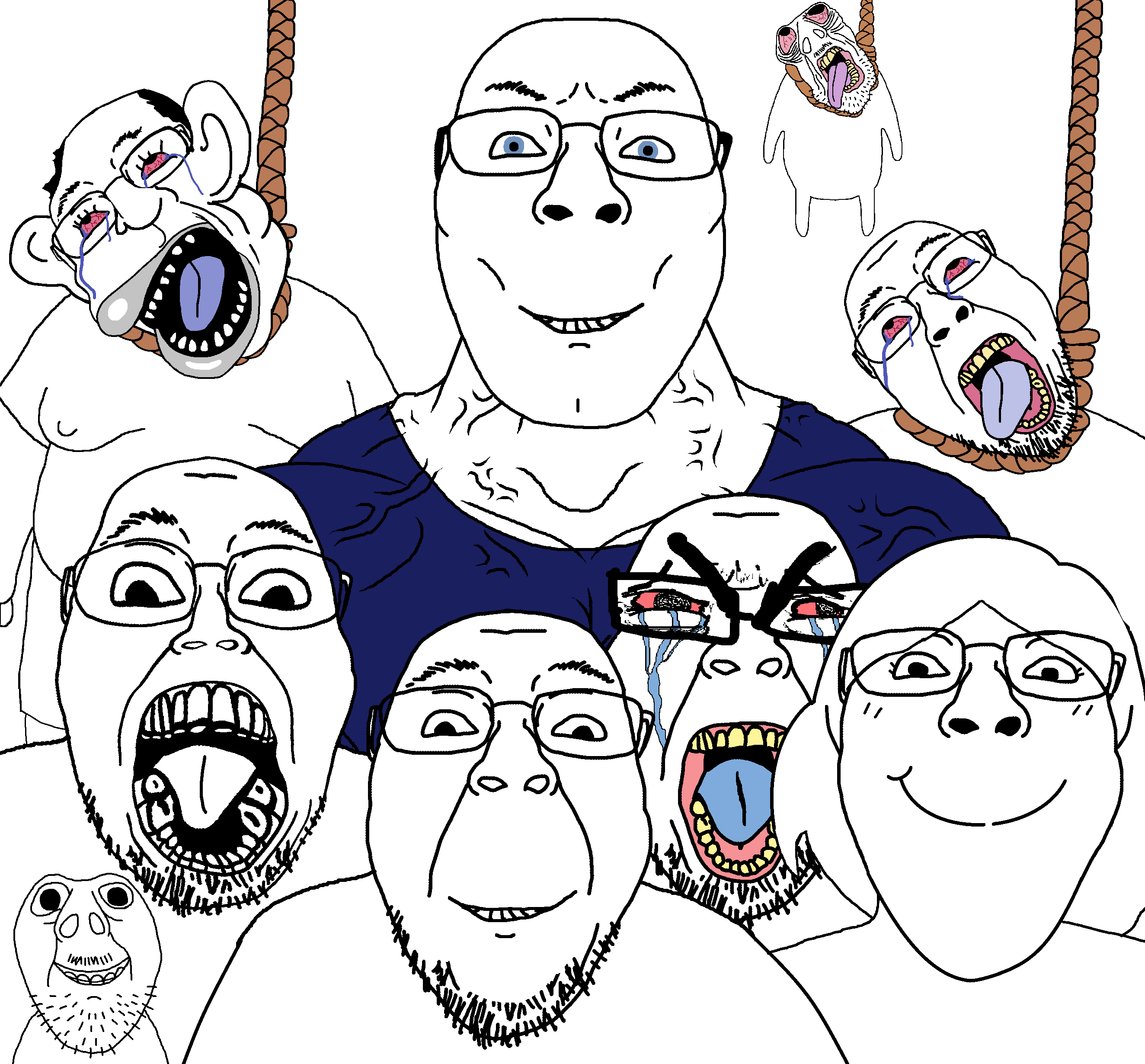 bernd, cryboy soyjak, gapejak, ackmutt, boat rammer, bridget, brunetto, female gapejak, hanging troonjak, muscular bernd