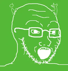 soyak, gigi d'agostino, glasses, green, green background, open mouth, soyjak, stubble, the riddle, white outline