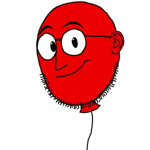 weirdpenis, objakt, bald, balloon, beard, closed mouth, ear, glasses, looking at you, smile
