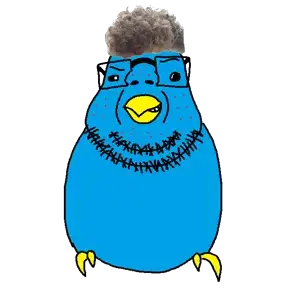 fatbvllorsomething, budgiejak, x immigrants, acne, animal, beak, beard, bird, blue skin, closed mouth