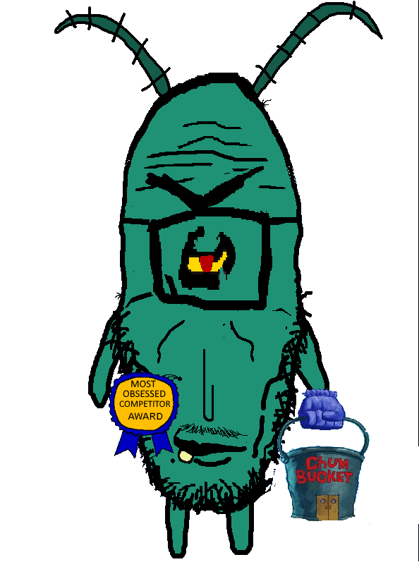 plankton (spongebob squarepants), markiplier soyjak, euromutt, euromutt, antenna, award, chudbob, chum bucket, eyebrows, full body