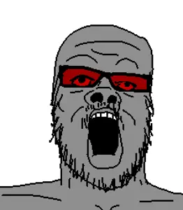 a24 slowburn soyjak, admin, gray skin, looking up, open mouth, soyjak, 9a0c