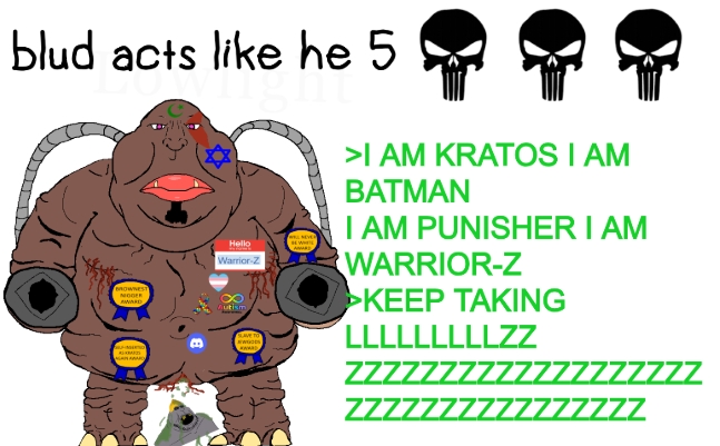 kratos, meximutt, 2soyjaks, autism, award, bone, bones, brown skin, demon, discord