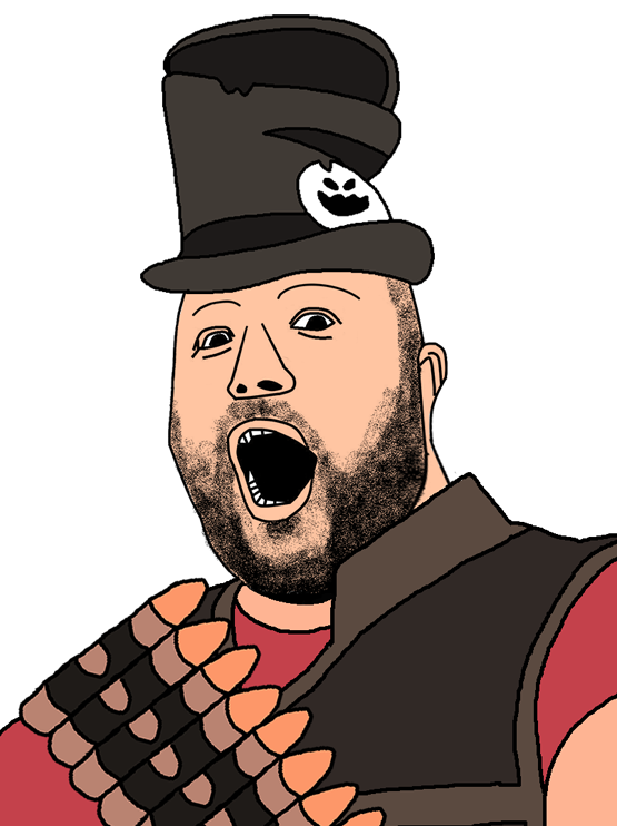 heavy (team fortress 2), hot sauce, bandolier, bullet, clothes, ear, ghastly gibus, hat, jacket, open mouth