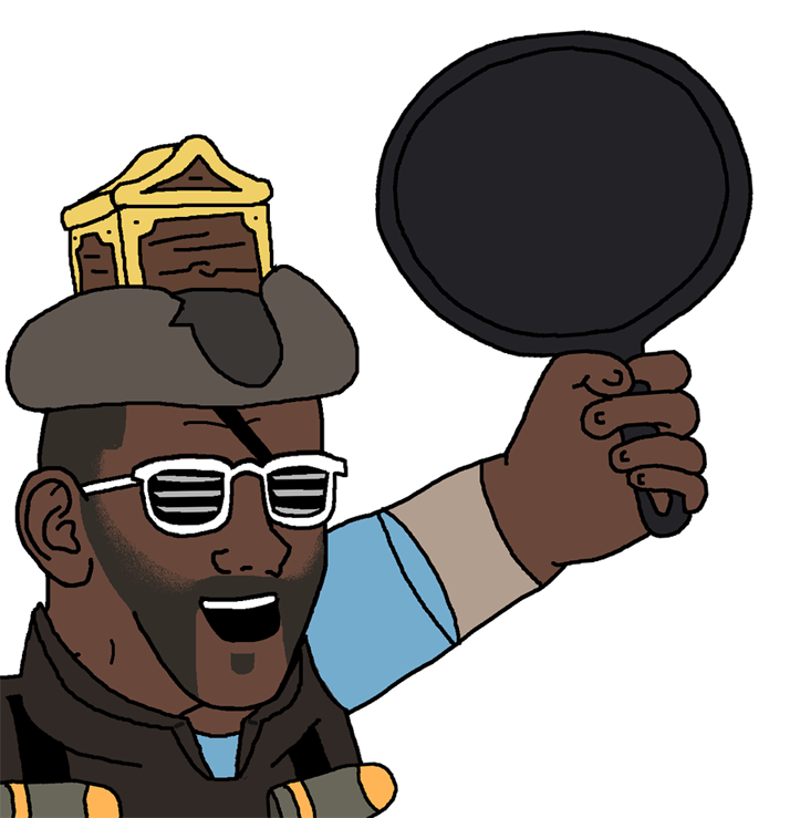 demoman (team fortress 2), girugamesh, arm, black skin, clothes, ear, eyepatch, frying pan, glasses, grenade