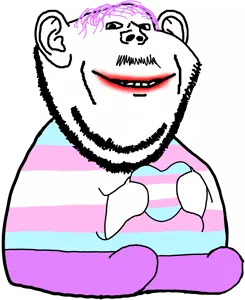 impish soyak ears, impdrink, heart, holding heart, sit, sitting, soyjak, stubble, tranny, trans heart
