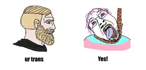 yes chad, bernd, hanging troonjak, troonjak, ack, bloodshot eyes, chad, crying, dead, flag