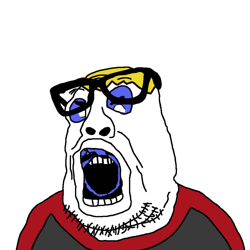 nate higgers, markiplier soyjak, peason, science lover, natejak, angry, beard, blonde hair, blue skin, clothes