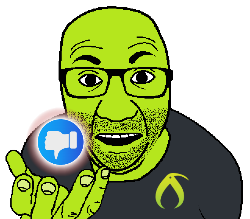 bucephalus (kiwi farms), el perro rabioso, kiwiperros, clothes, dislike, glasses, green skin, hands, holding object, kiwifarms