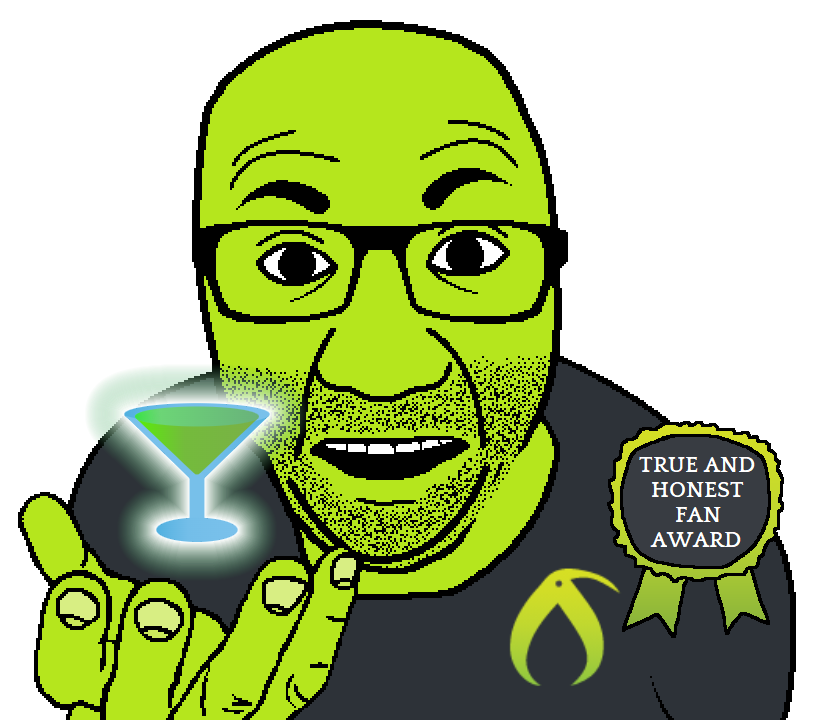 bucephalus (kiwi farms), el perro rabioso, kiwiperros, award, clothes, drink, glasses, green skin, hands, holding object