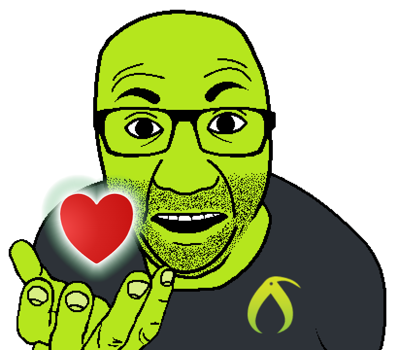 bucephalus (kiwi farms), el perro rabioso, kiwiperros, clothes, feels, glasses, green skin, hands, heart, holding object