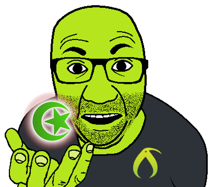 bucephalus (kiwi farms), el perro rabioso, kiwiperros, clothes, glasses, green skin, hands, holding object, islam, islamic content