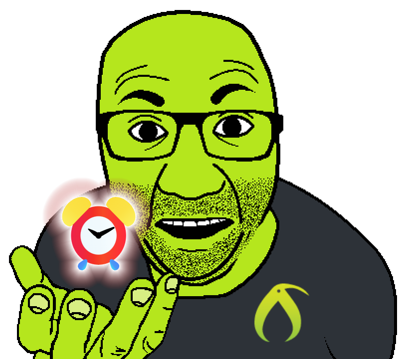bucephalus (kiwi farms), el perro rabioso, kiwiperros, clock, clothes, glasses, green skin, hands, holding object, kiwifarms