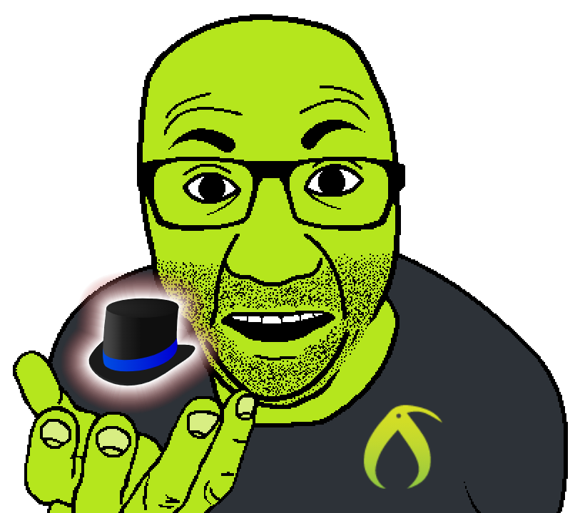 bucephalus (kiwi farms), el perro rabioso, kiwiperros, clothes, glasses, green skin, hands, hat, holding object, kiwifarms
