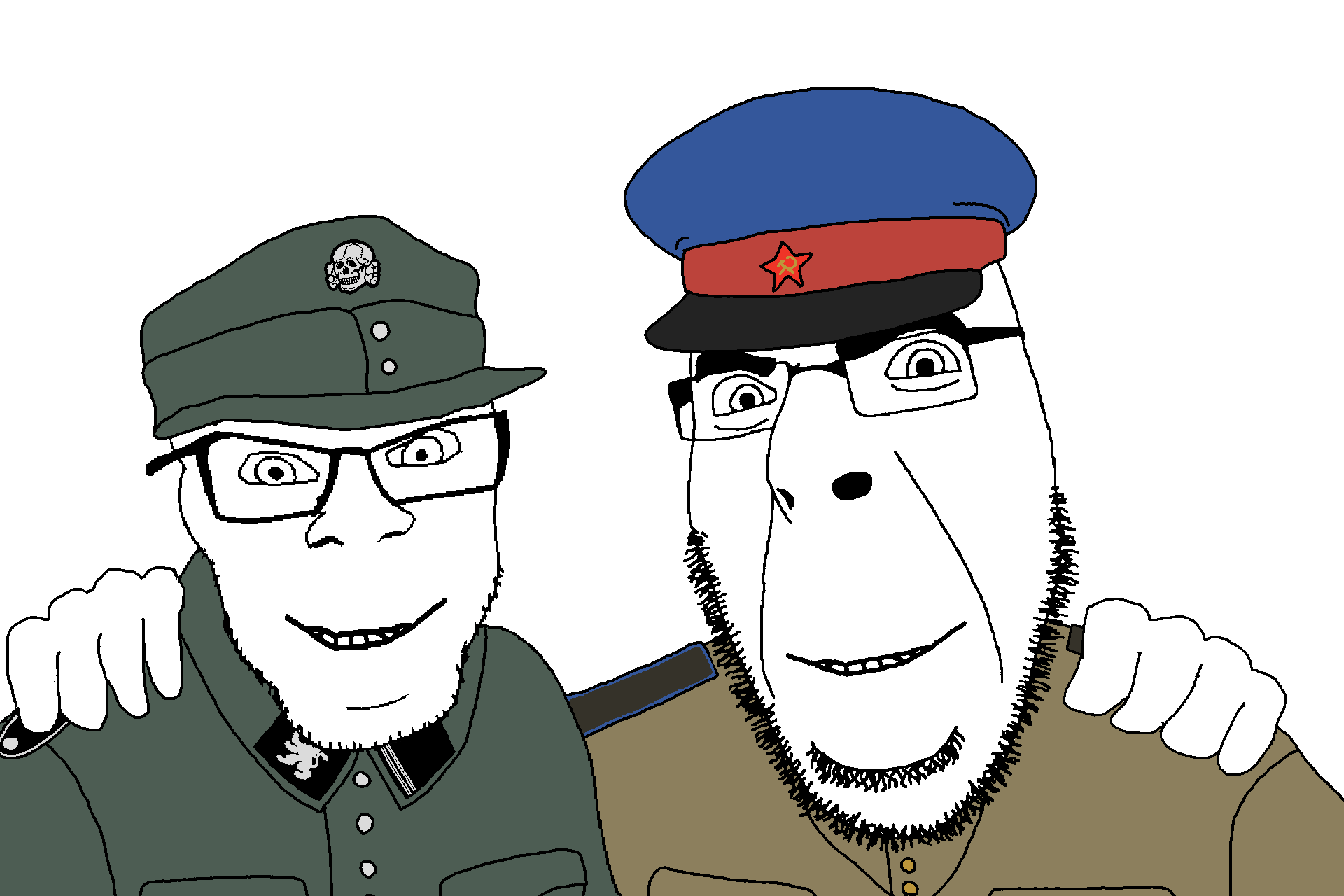 cobson, feraljak, 2soyjaks, clothes, collar tabs, communism, friendship, galicia division, glasses, hammer and sickle