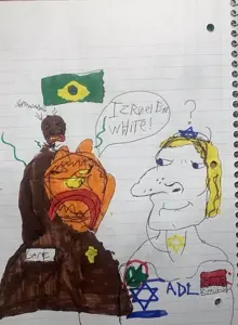 meximutt, brown, brown skin, drawn, israel, marker, notebook, star of david, brazilian chud, garf